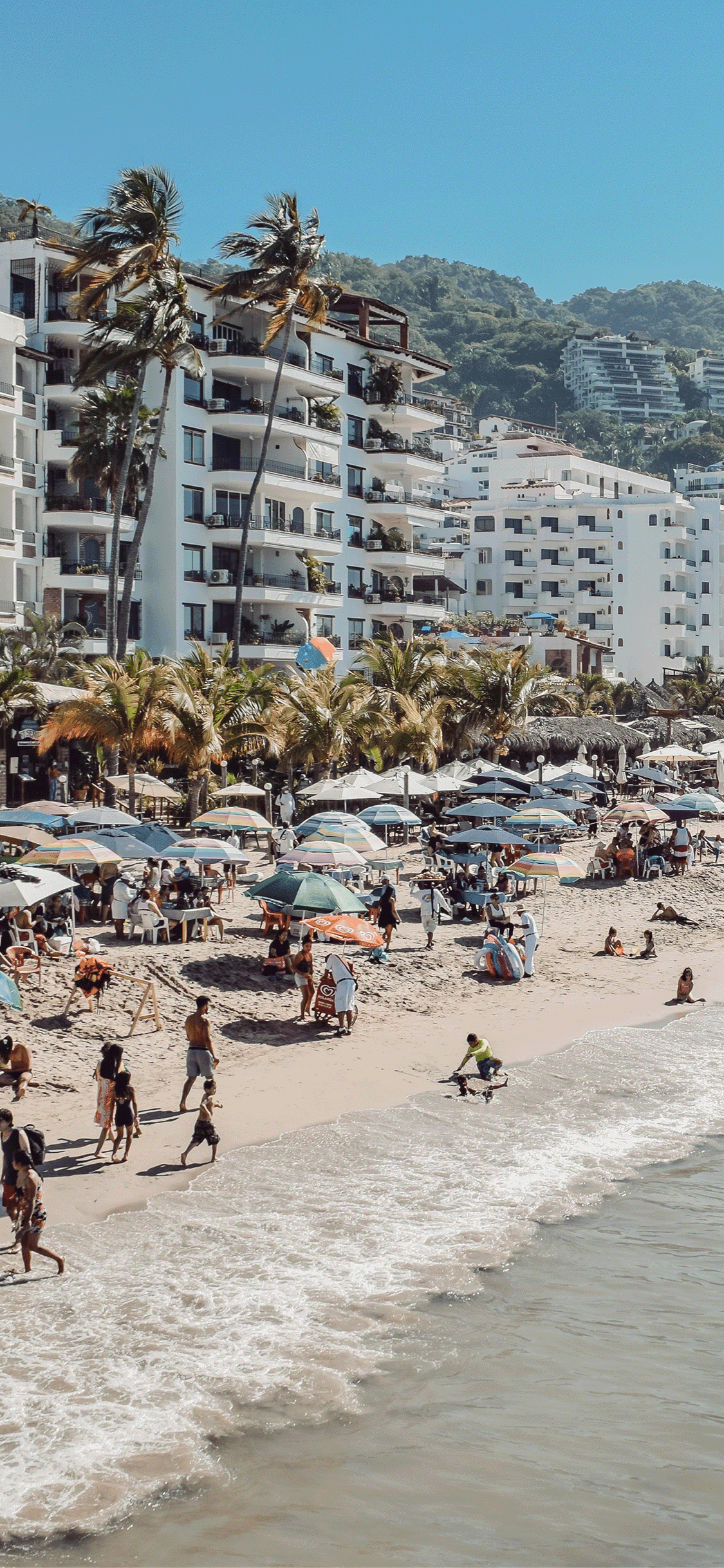 Mexican Beach. People swimming.